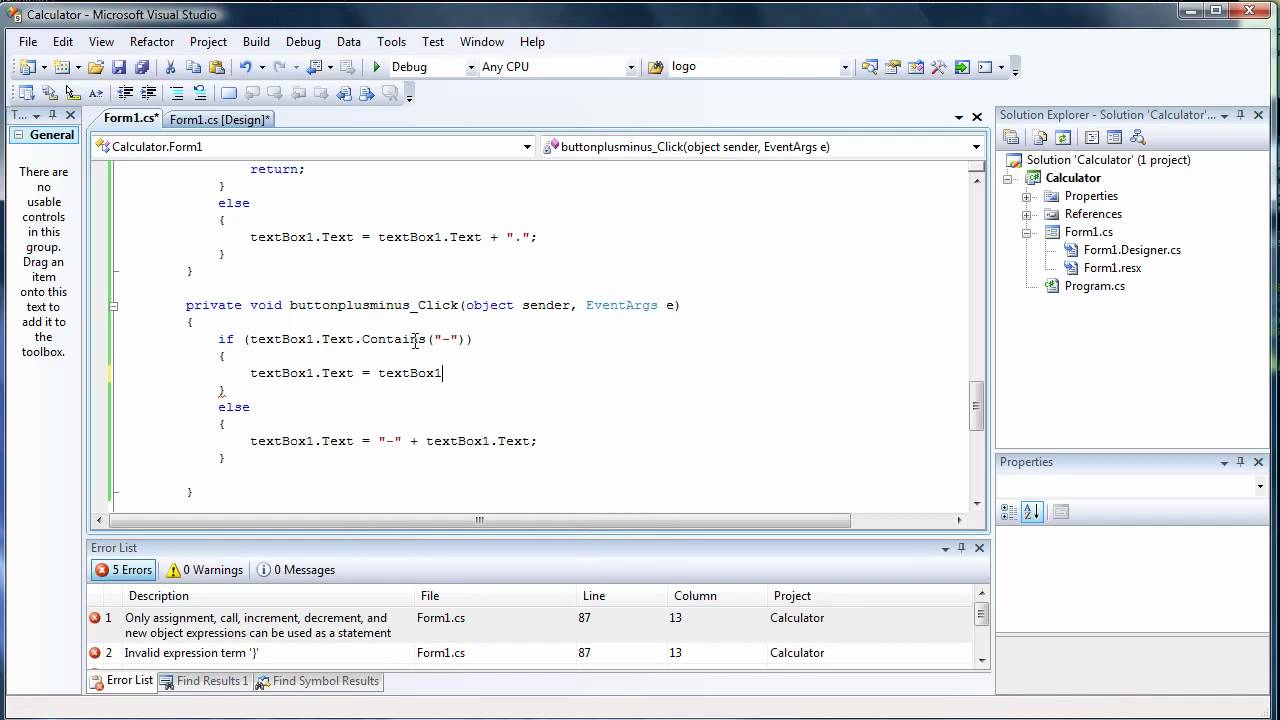 Create Your Own Calculator Tutorial Part 1 - C Sharp Visual Studio 2008