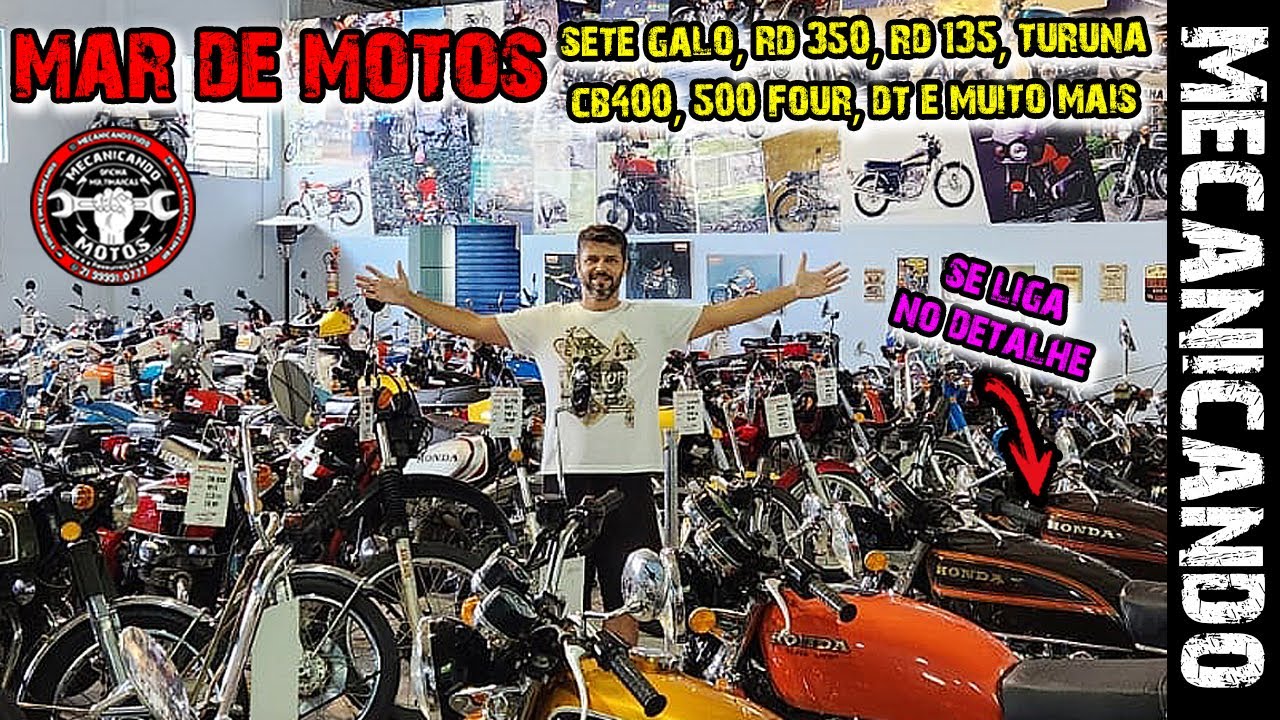 UM MAR DE MOTOS ANTIGAS - SETE GALO - CB 400 - RD 350 E 135 - DT 180 E 200 - 500 FOUR E MUITO MAIS