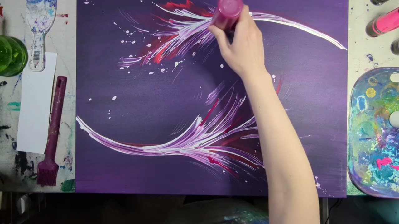Nature Inspired Abstract Acrylic Art Demo | Pink & Purple