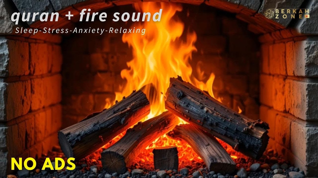 Quran Murottal with Cozy Fireplace 🔥 | Deep Sleep, Relaxing, Studying 💫