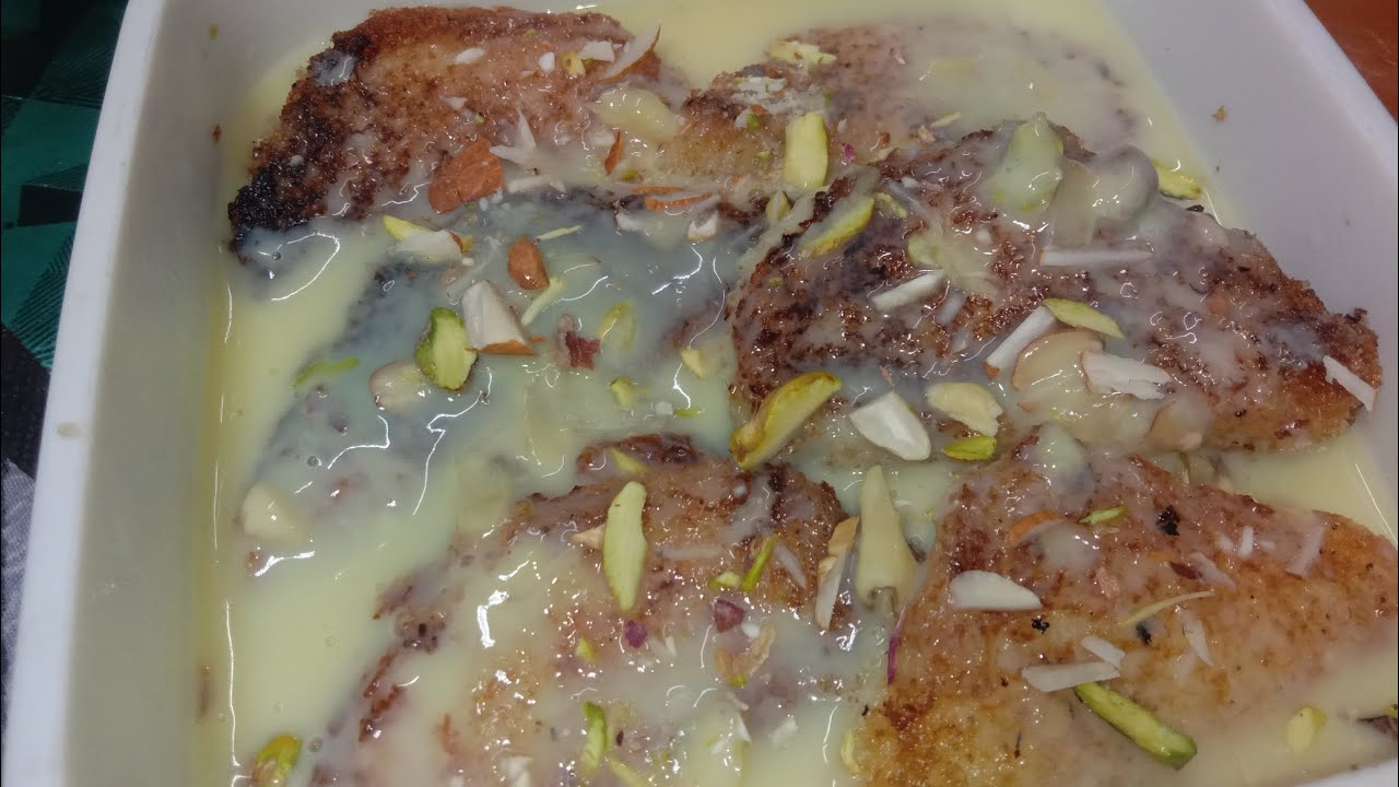 Ramzan special Bread dessert recipe/Malai custard bread recipe/5 minute me bnae tasty dessert recipe