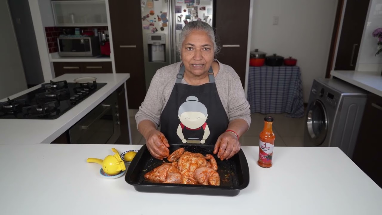 Making a chicken flattie roast - medium hot full chicken (Nandos style)