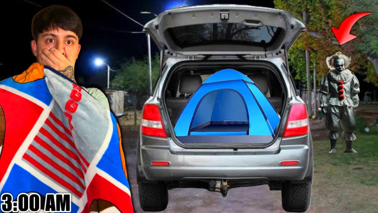 ACAMPAMOS UNA NOCHE EN LA CAMIONETA EN CASA DE TALKING ANGELA | NOS PERSIGUIO EL PAYASO 😱