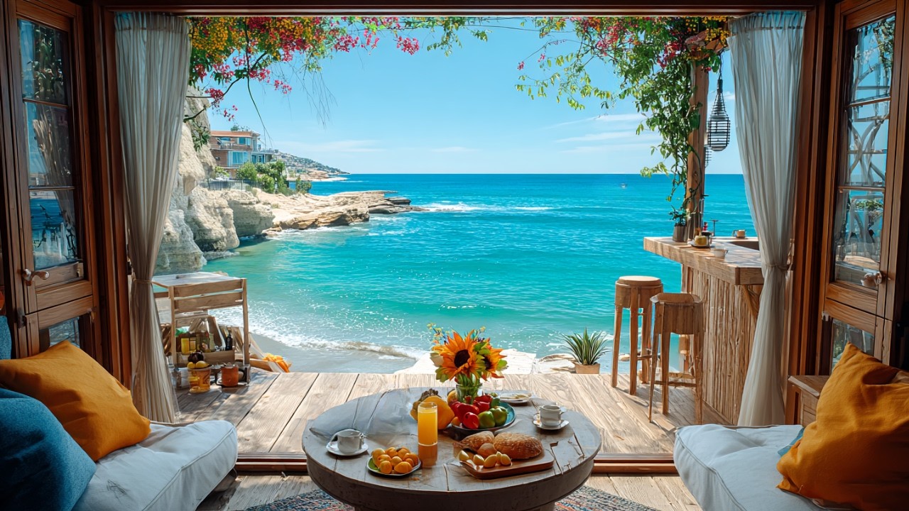 Seaside Window Retreat 🌊🍃 Gentle Ocean Waves & Birds for Deep Focus, Relax & Sleep