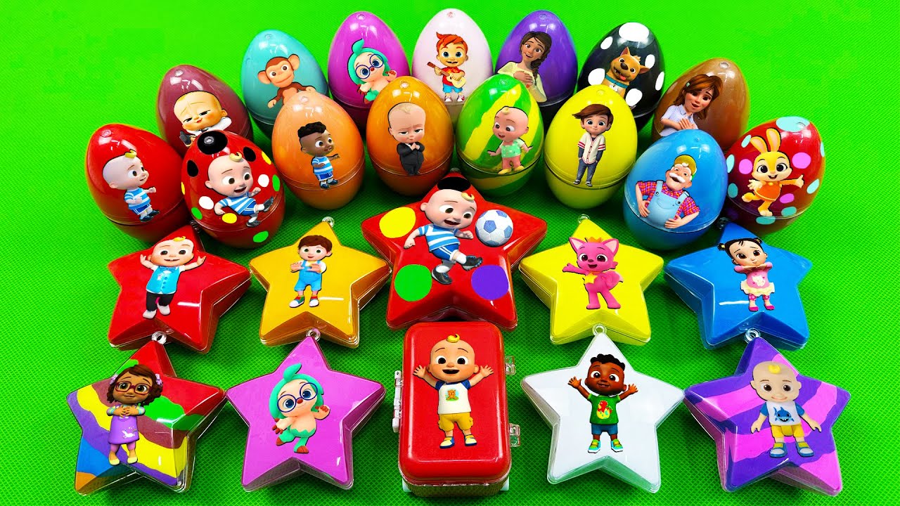 Rainbow Eggs CLAY: Finding Pinkfong in Star with SLIME Coloring ! Satisfying ASMR Videos