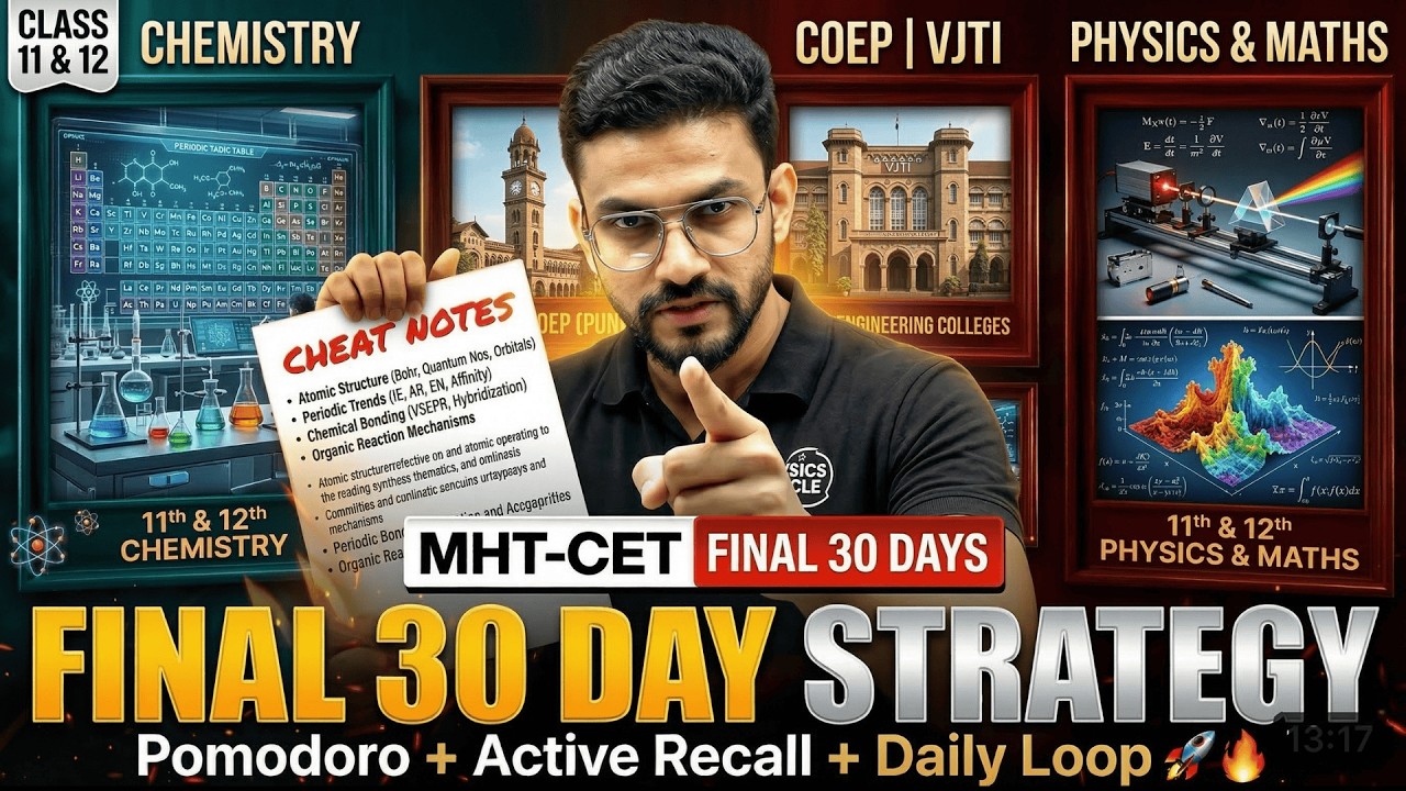 MHT CET Final 30 Days Strategy 🚀  | Pomodoro + Active Recall + Daily Loop 🔥