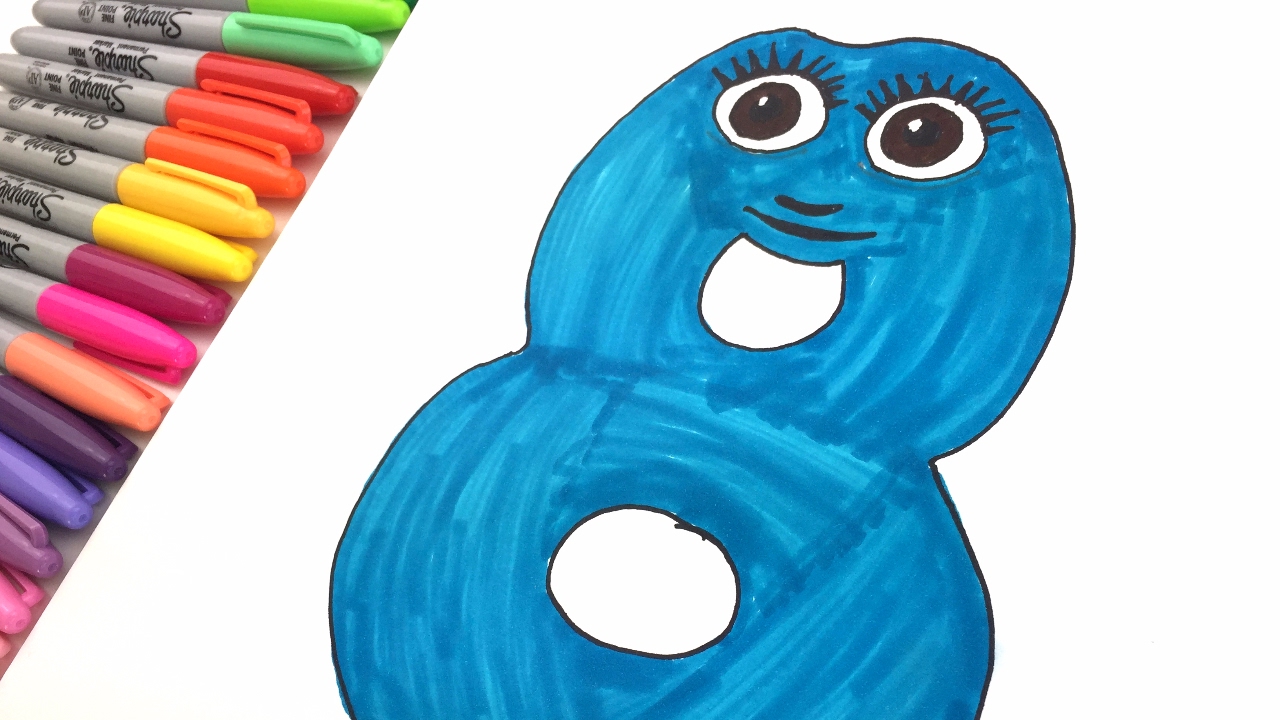 Numberjacks number eight - Kids learn how to color