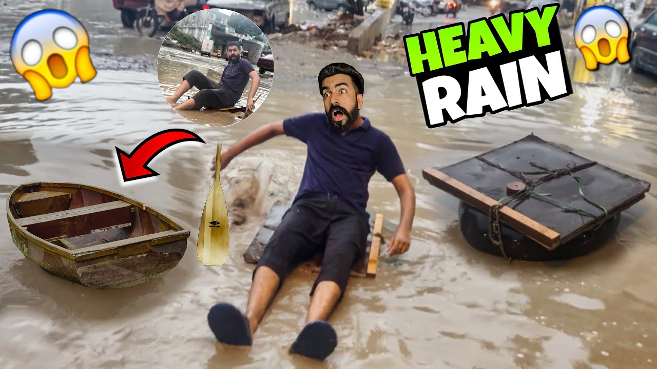 Karachi Flood Alert 🚨 | Heavy Rain Mai Survive Karne K Lie Boat Banali 😱| Lakho Vines 