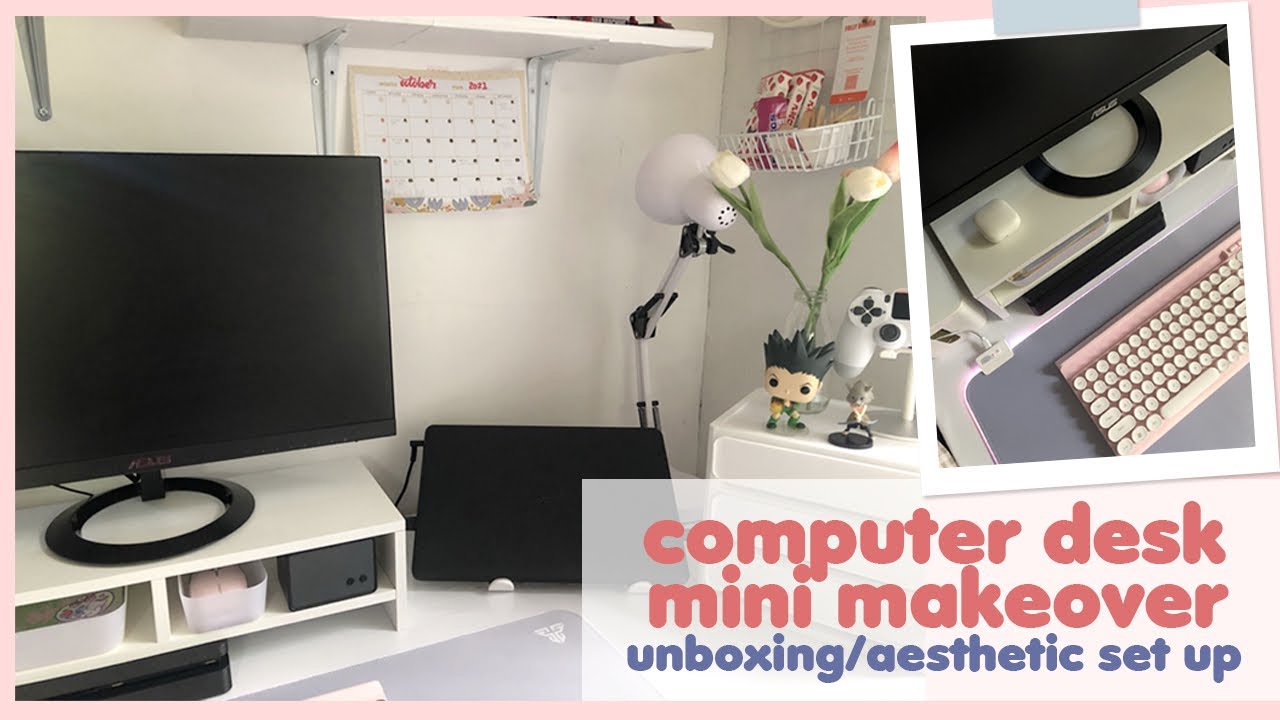 🍓 Computer Desk Makeover 🍓 || Aesthetic + Unboxing Shopee finds 🇵🇭