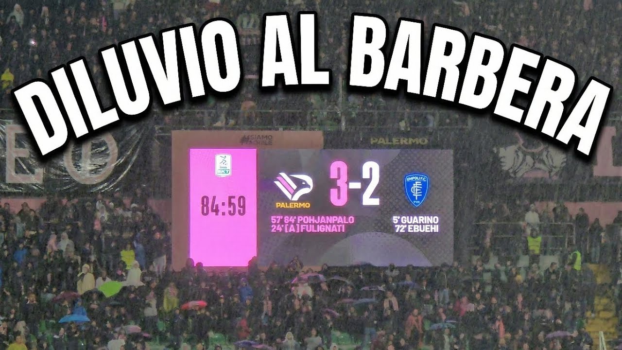 Il Barbera sotto il diluvio 🏟️ Atmosfera Palermo 🩷🖤