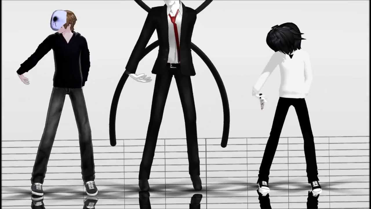 【MMD】 Slender Man - Jeff the Killer - Eyeless Jack (Girls)