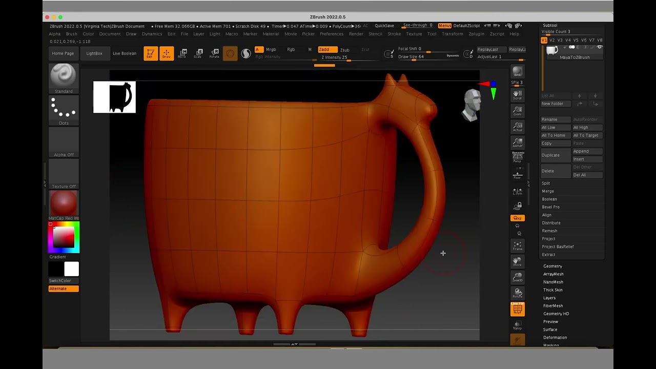 Zbrush Sculpting Lama Mug - 3D Soft Modeling Fall 2024