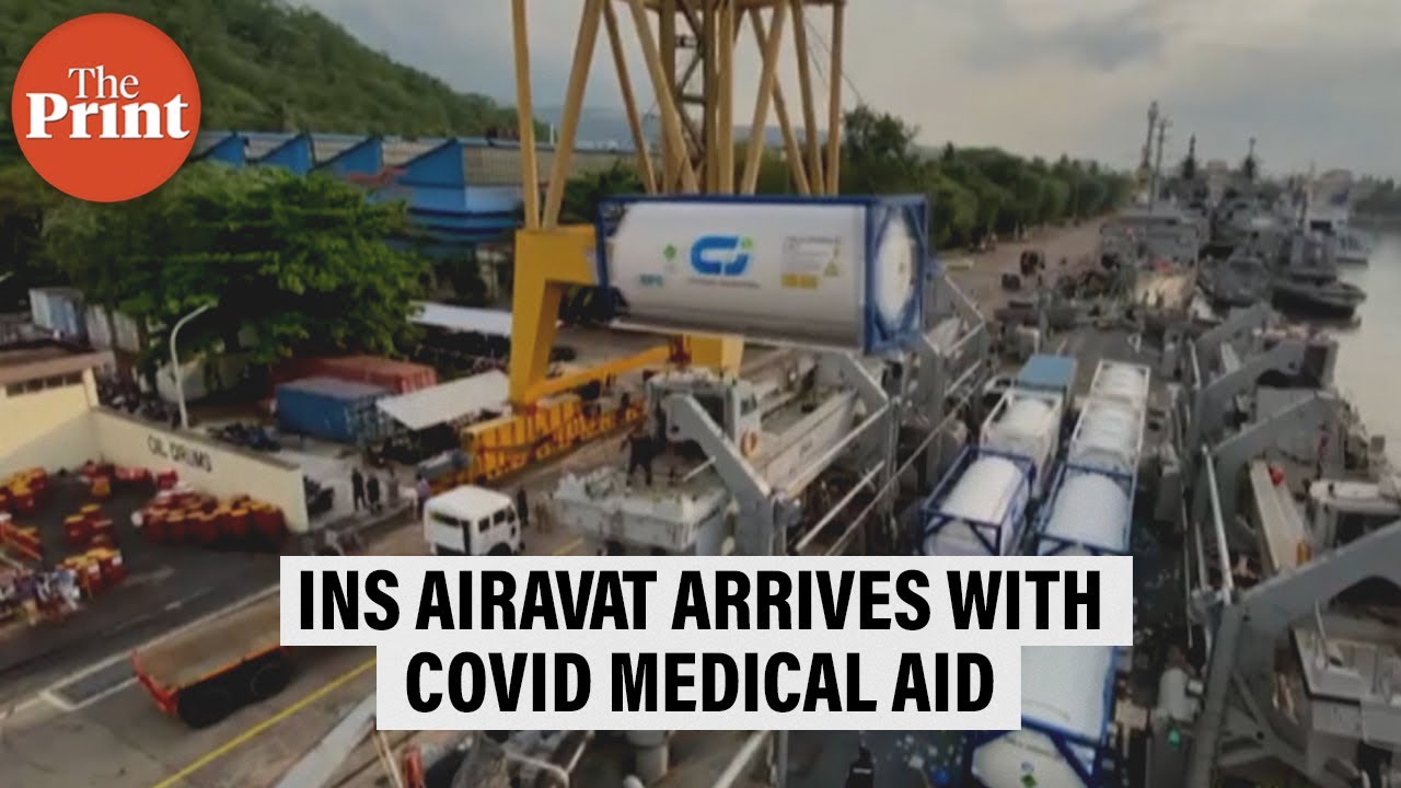 INS Airavat arrives at Visakhapatnam with Covid medical aid from Vietnam, Singapore