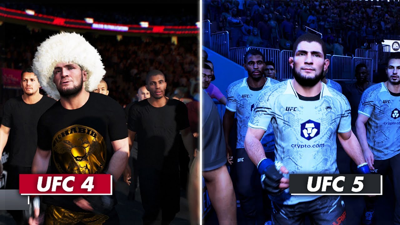 UFC 5 vs UFC 4 Comparison | Walkout Entrance, Face & Gameplay (PS5)