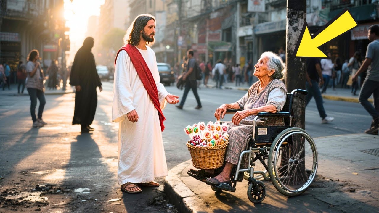 UNA ANCIANA EN SILLA DE RUEDAS VENDÍA DULCES EN LA CALLE… HASTA QUE JESÚS LA LEVANTÓ