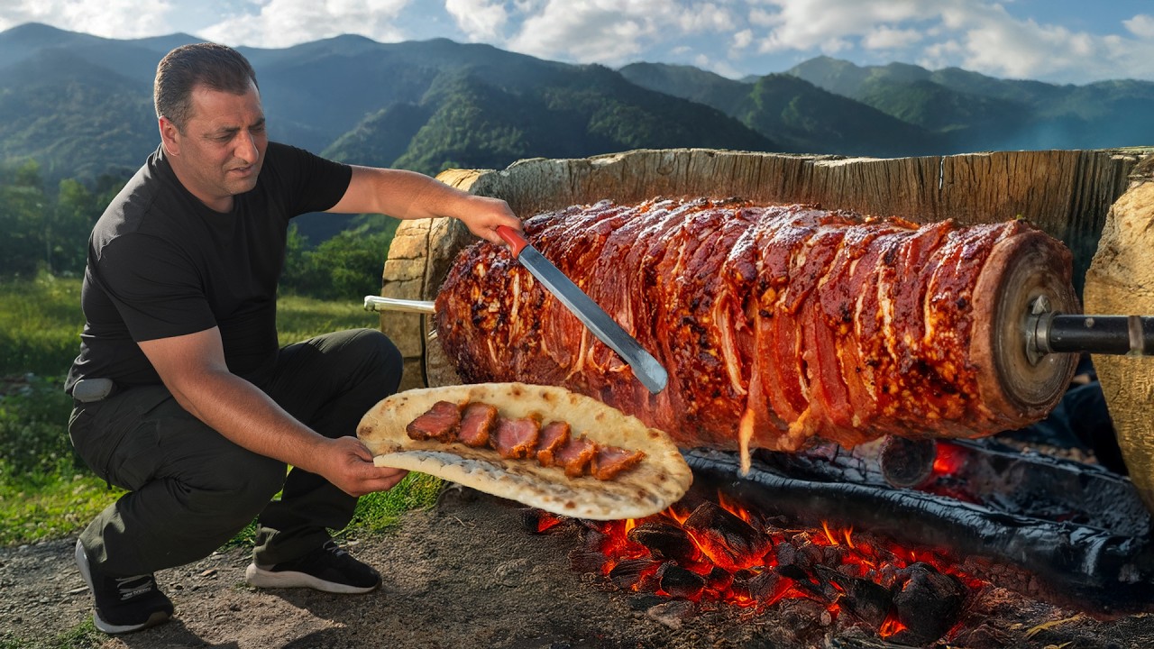 $1000 A5 Wagyu Doner Kebab — Cooked on a Log Fire Grill!