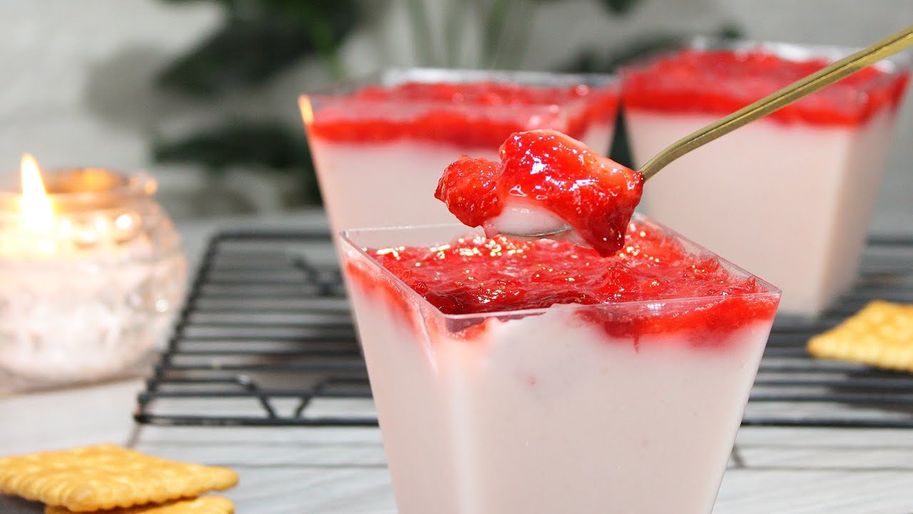 حلى الفراوله البارد كريمى ولذيذ بدون حليب مكثف وبدون كريمه 👌