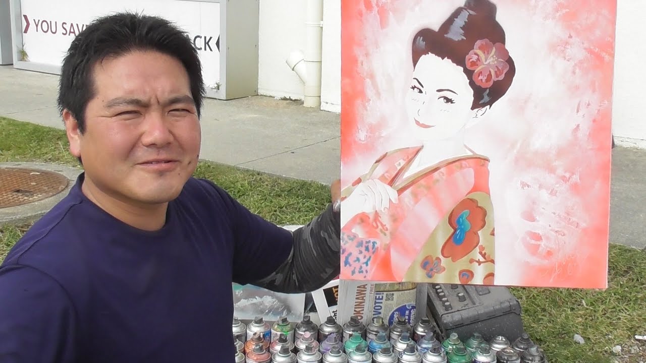 OKINAWA GIRL SPRAY PAINT ART by Eden スプレーペイントアート うめちゃん