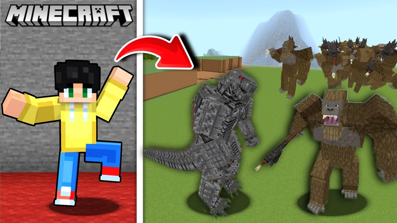 100 KING KONG vs MECHA GODZILLA sa Minecraft!!