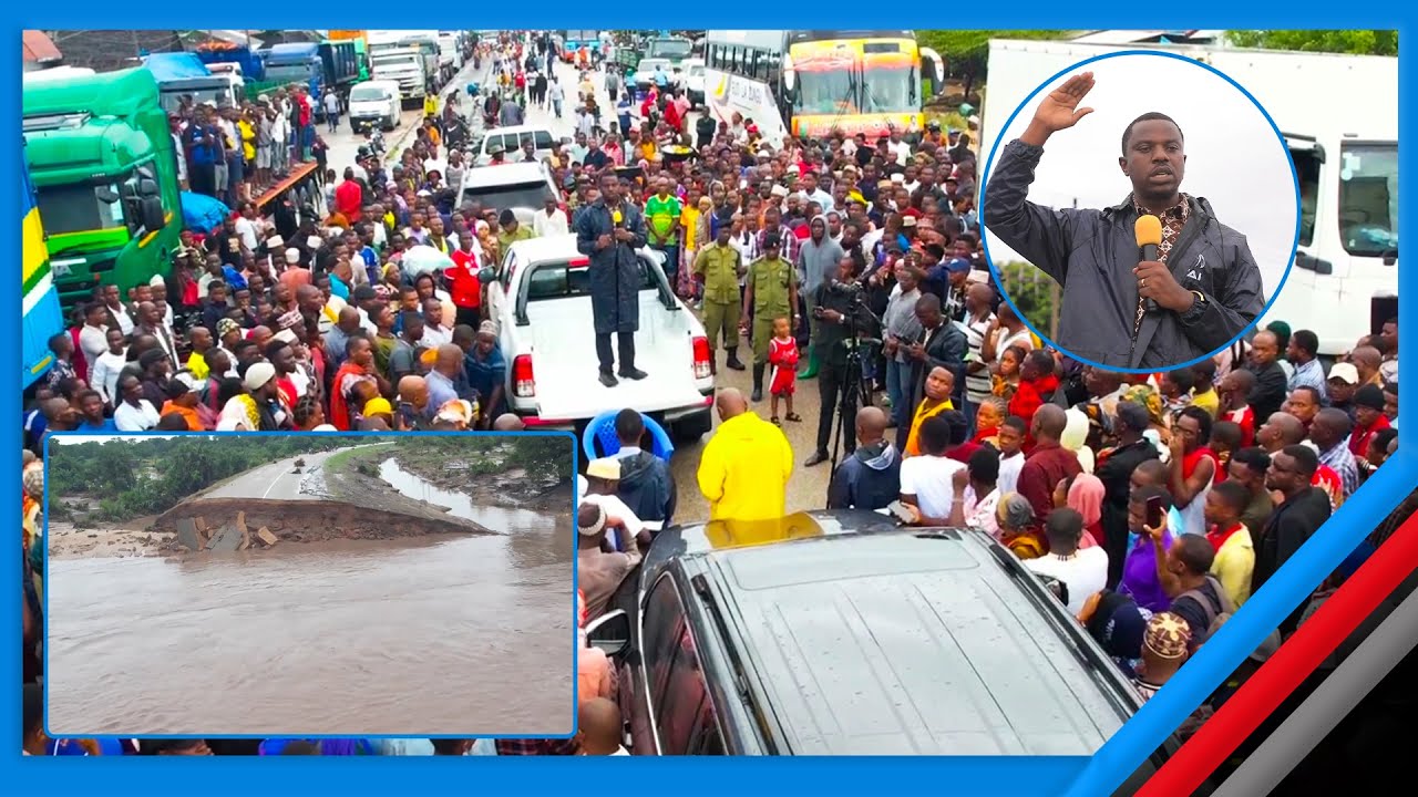 BASHUNGWA AONGEA NA WASAFIRI WALIOKWAMA SOMANGA KUTOKANA NA BARABARA KUHARIBIWA NA MAJI
