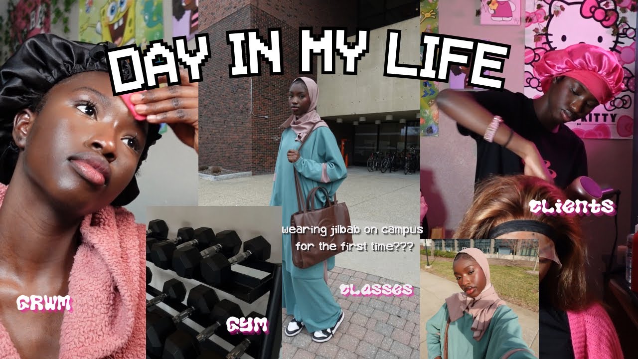 DAY IN MY LIFE🎀 COLLEGE STUDENT🎓/ HAIRSTYLIST💇🏿‍♀️|RAMADAN EDITION (GRWM, CLASSES, CLIENTS, GYM)