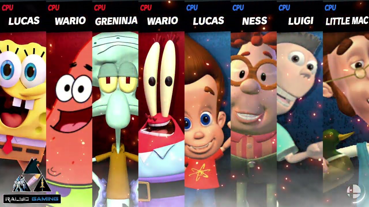 Smash Mods: Team SpongeBob vs Team Jimmy Neutron