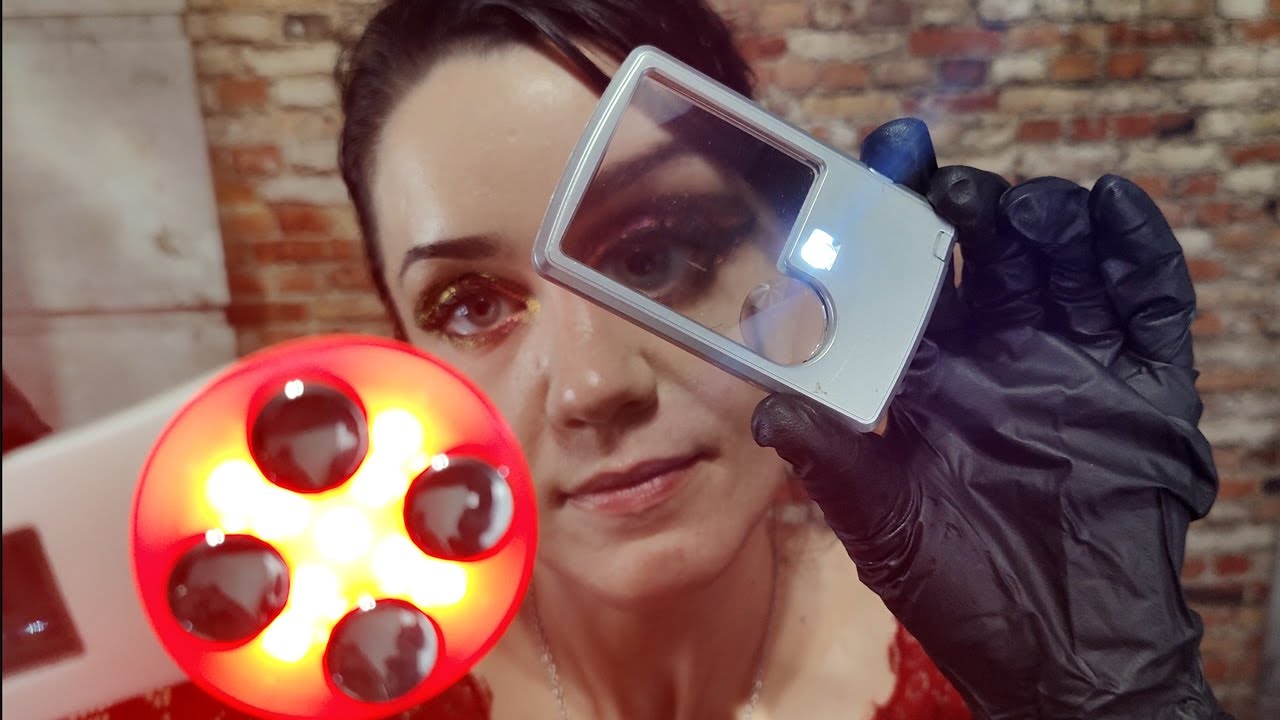 ASMR Face and Skin Exam and Treatment - Extractions, Glove Sounds, Light Triggers