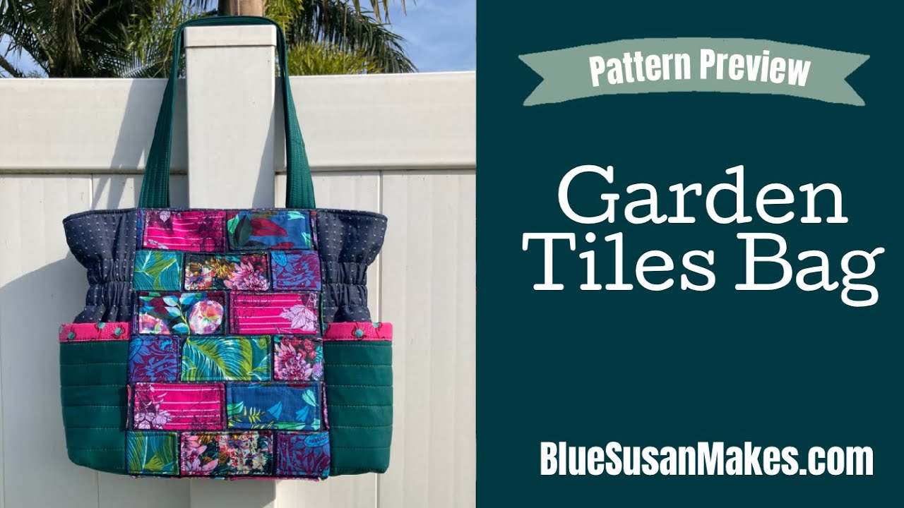 Blue Susan Makes Pattern Preview: Garden Tiles Bag - Sew a Large Tote Bag with Pockets
