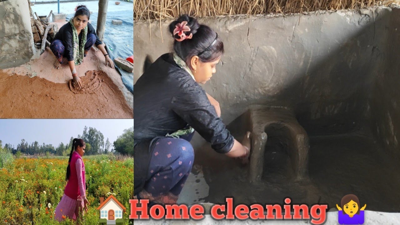  🏠घर की साफ सफाई और लिपाई पुताई ll😇 गाँव की सादी जिंदगी  ll🌥 Winter Morning village life 🙋‍♀️ll