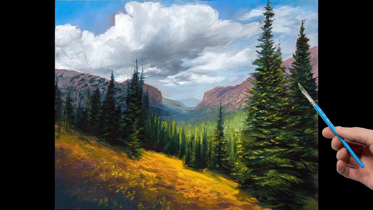 Pristine Mountain Canyon | How To Paint a Landscape, Cloud Techniques
