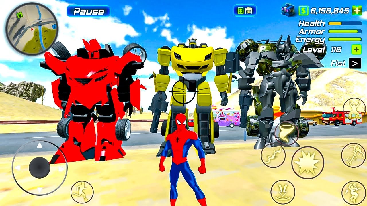 Robot Transformers Spider Rope Frog Ninja Police Cars and Helicopter Game - Android Gameplay