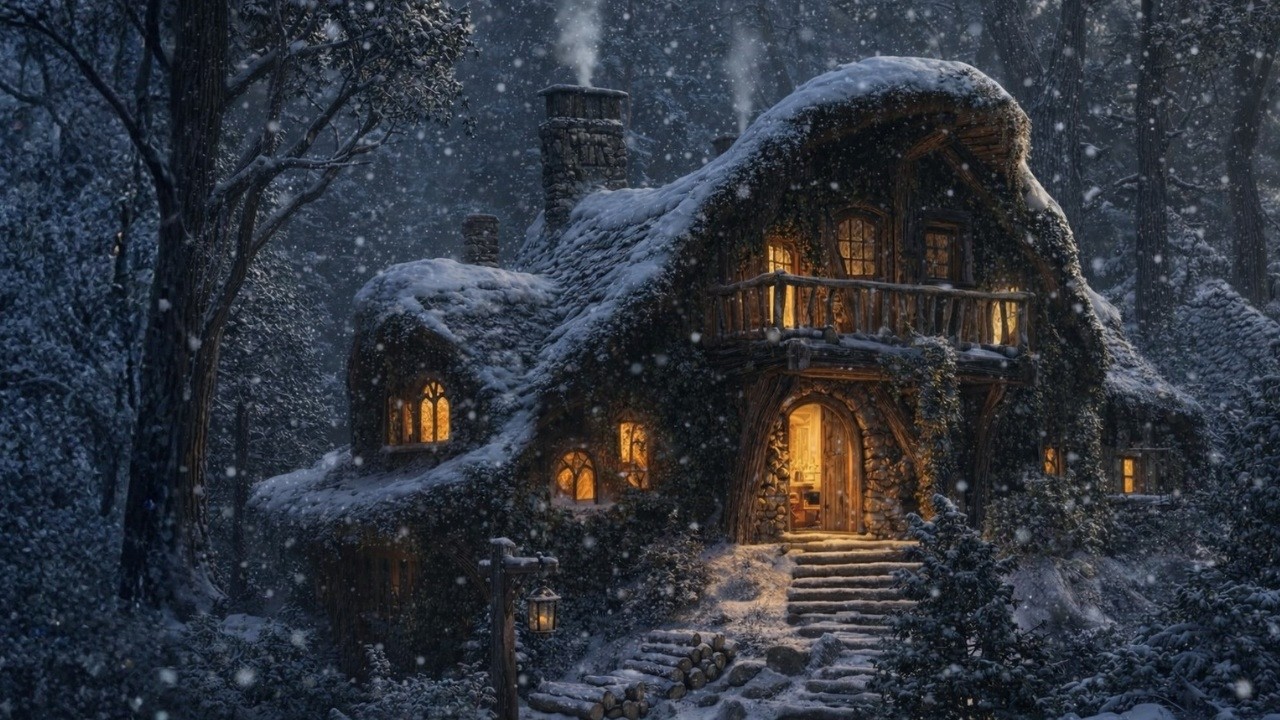 The Mossroof Forest Cottage | Medieval Celtic Ambience of Winter for Calm, Focus & Relax