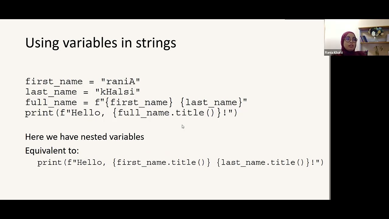 CIS 160: Learn to code in Python – Using variables in strings (f-string)