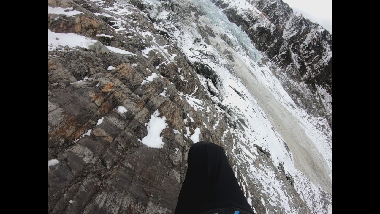 Paragliding Chamonix slow proximity 10 - dramatic flight past rock, ice and trees - full flight