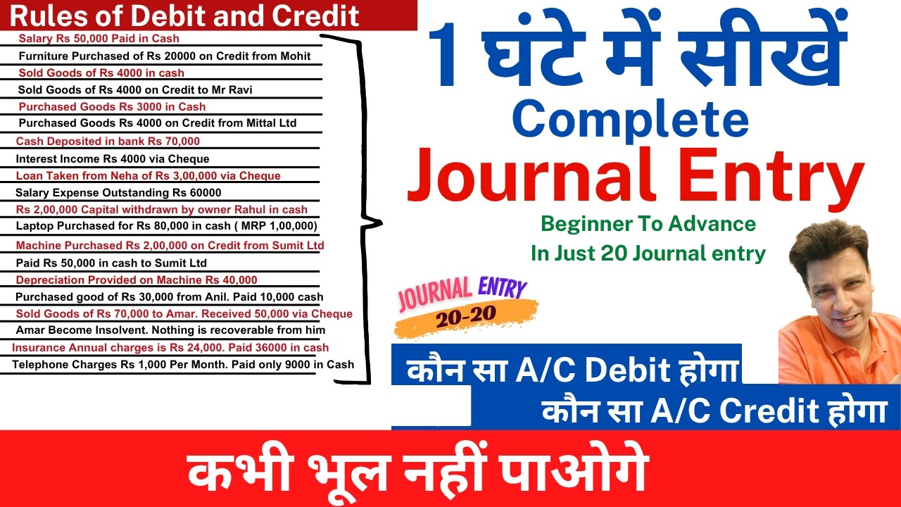 Journal Entries 20-20 Accounting | एक घंटे में  सीखें  Full Journal Entry from Start to End