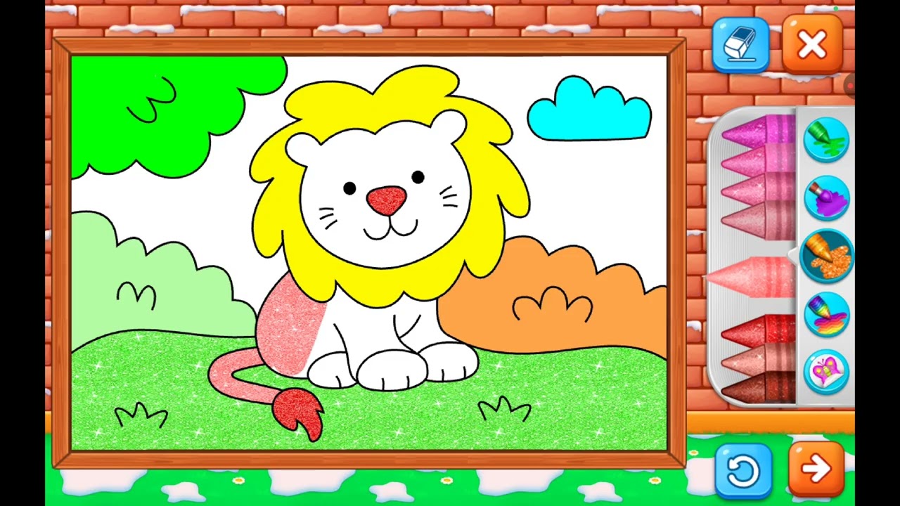 Coloring a Cute Lion 🦁🌿 | Learn Colors for Kids | Animal Coloring Fun | Tiny Color Tales