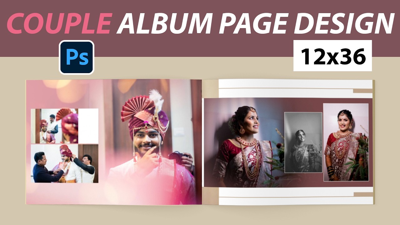 Cinematic Couple Wedding Album Page Design In Photoshop