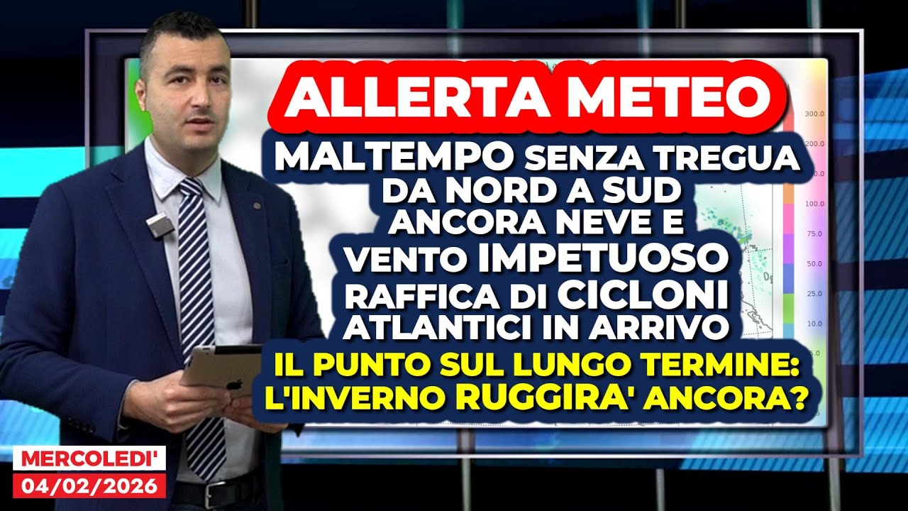 Allerta Meteo, MALTEMPO Senza tregua da Nord a Sud. Ancora NEVE e VENTO impetuoso! Tutti i dettagli