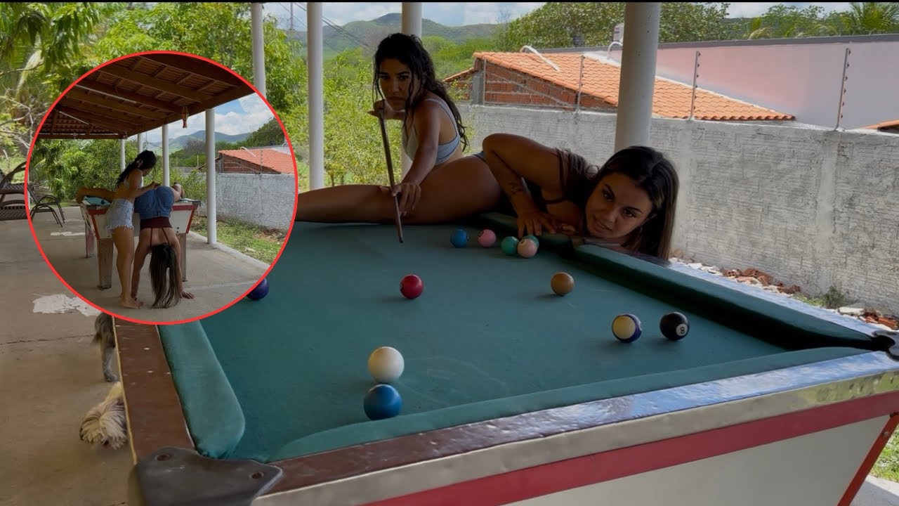 MAXSOLAYNE E MANU ENCINA MÉTODO NOVO PRA JOGAR SINUCA😂