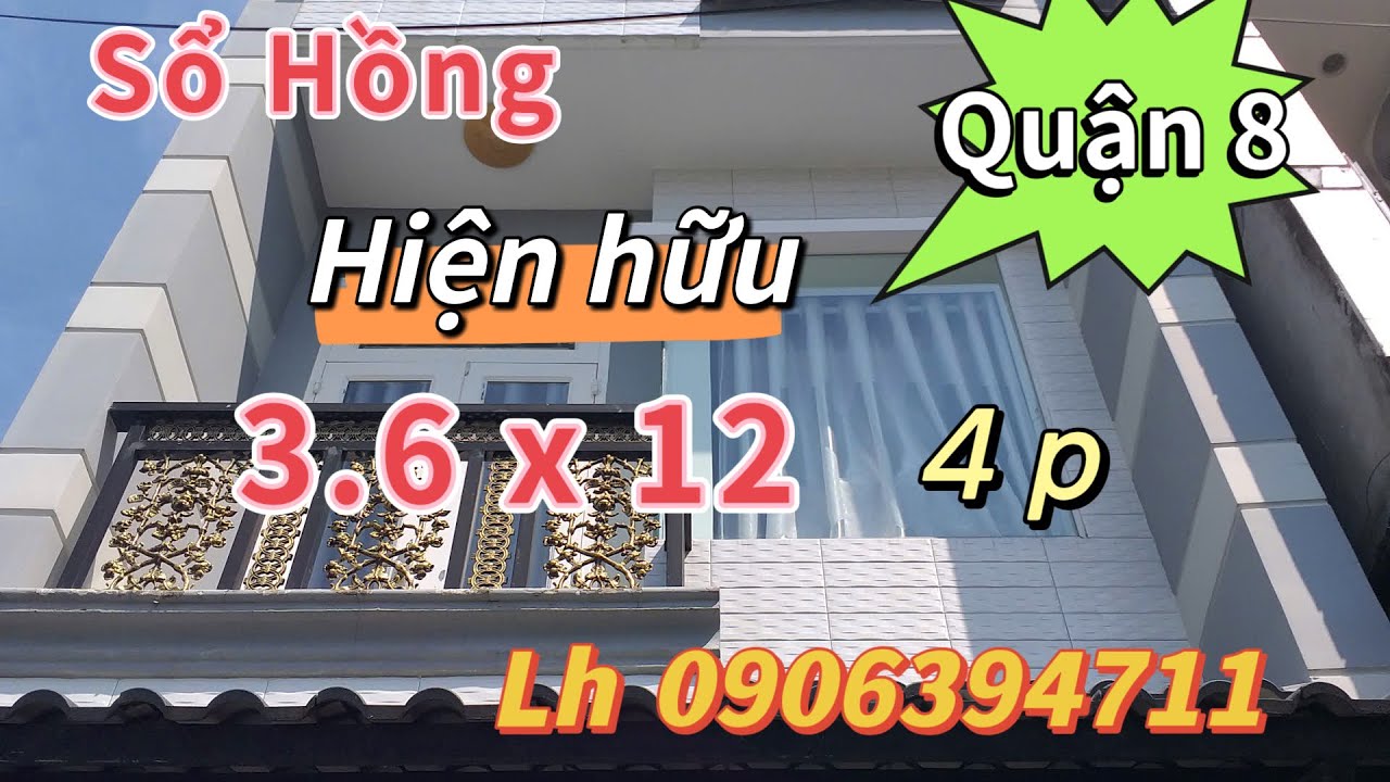 Quận 8)👉Sổ Hồng riêng👉DT 3.6 x 12 một trệt 3 Lầu sân thượng 4p3wc🏡nhà xây kiên cố btcp🌺0906394711