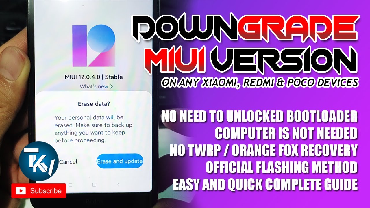 DOWNGRADE MIUI VERSION WITHOUT A PC | OFFICIAL METHOD | HOW TO DOWNGRADE MIUI 12 TO MIUI 11/10 | TKV