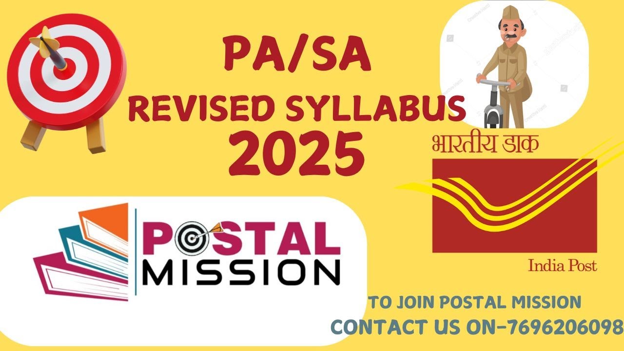 PA/SA/Revised Syllabus/New Pattern/Full details@PostalMission