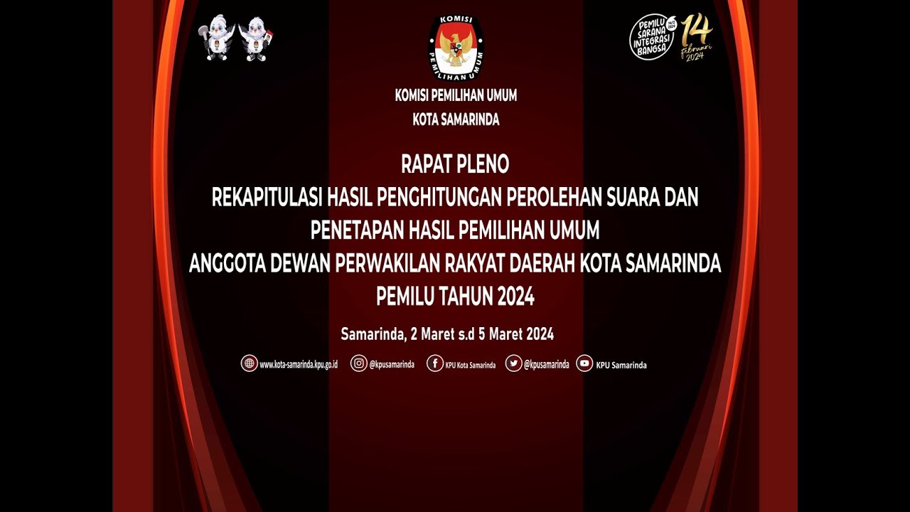 RAPAT PLENO TERBUKA REKAPITULASI HASIL PENGHITUNGAN PEROLEHAN SUARA KPU KOTA SAMARINDA TAHUN 2024