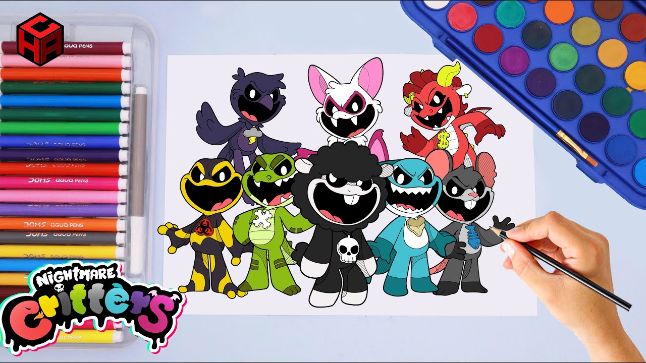 Nightmare Critters Monsters: ALL TOGETHER! 😱 Easy Drawing Tutorial | Poppy Playtime chapter 4