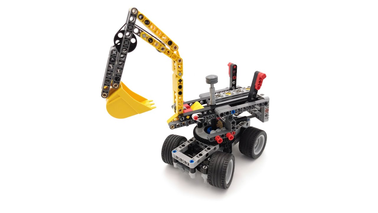 Wheeled excavator simplified chassis and arm operation mechanism