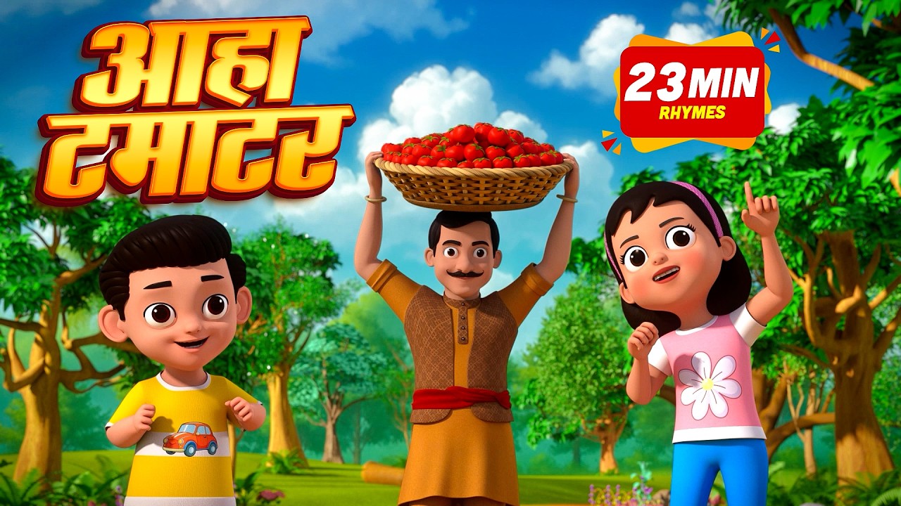 आहा टमाटर और रोमांचक नॉनस्टॉप Kids Rhymes | 28 Minutes Non-Stop Hindi Rhymes | Apex Kids TV