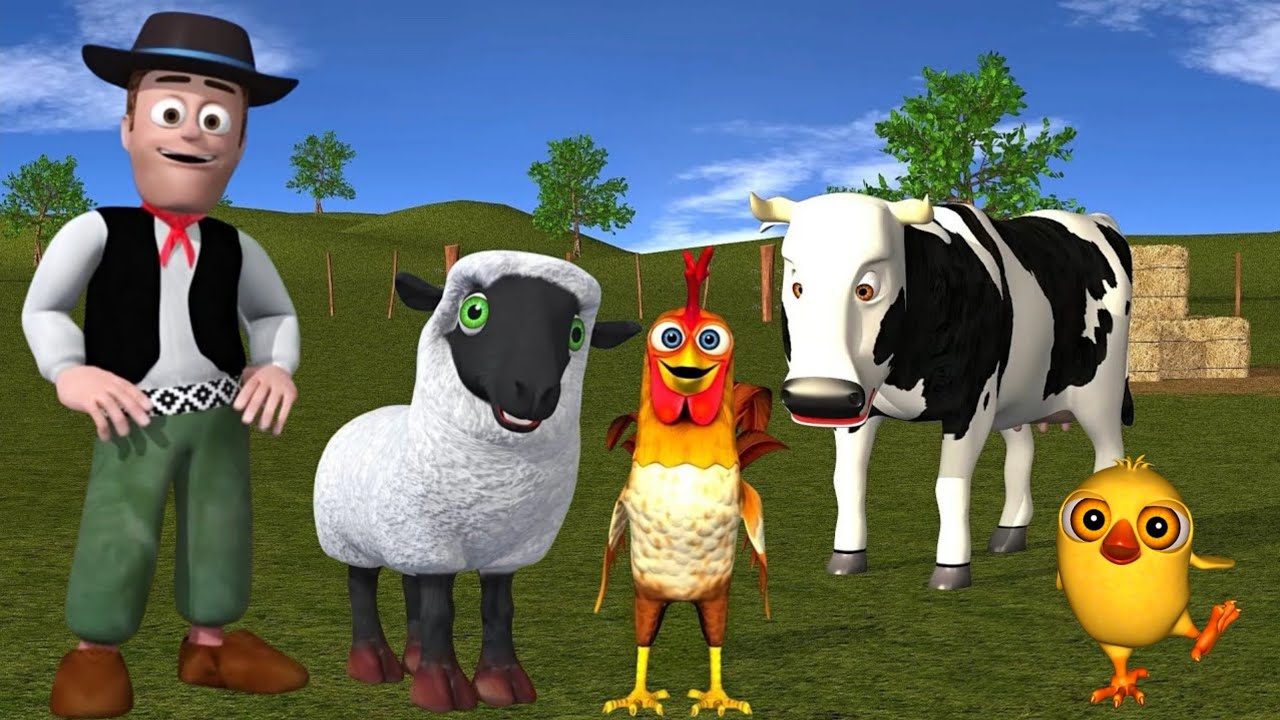 El Pollito pío 3d - el Toro y el Tractor de la Granja -el Pollito y el Tractor de la Granja