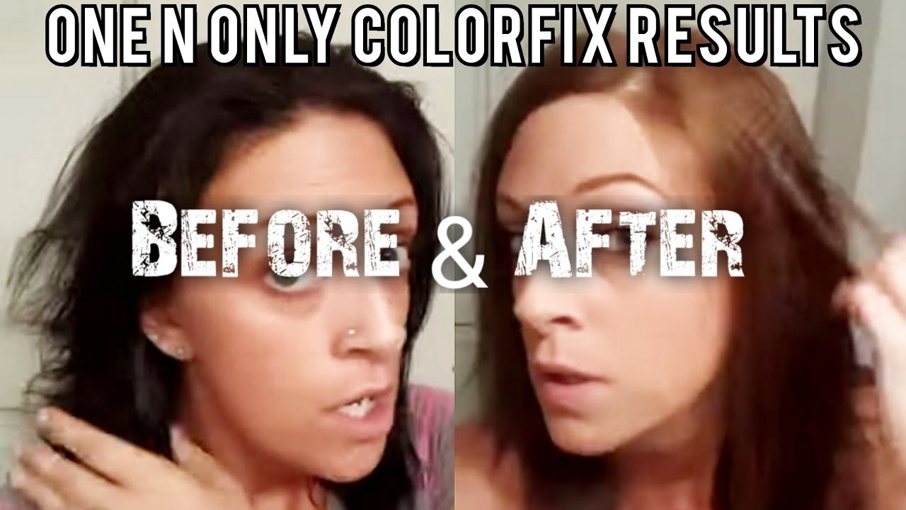 One n Only Color Fix Colorfix on dyed black hair results. BEFORE AND AFTER.