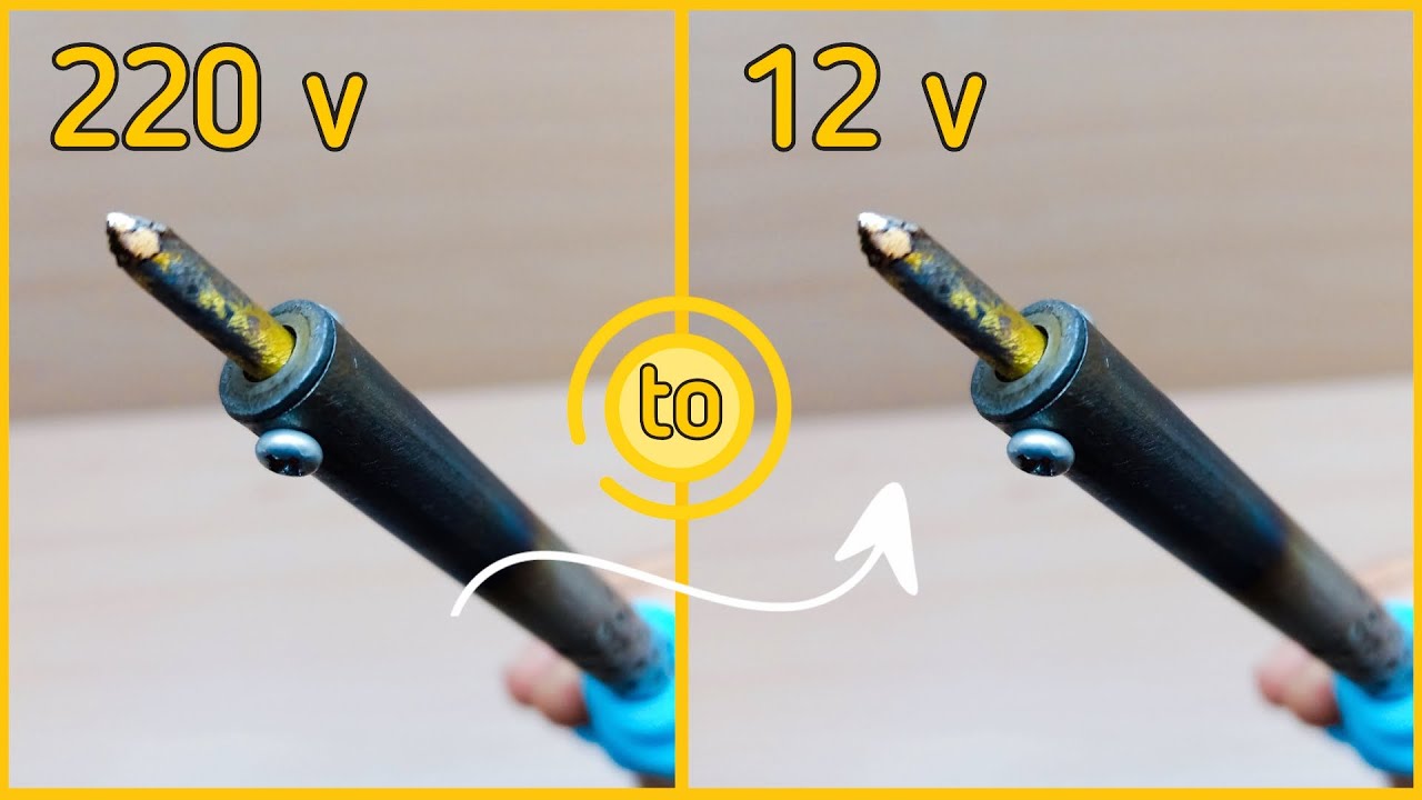Adjusting the soldering iron 220v AC to work with 12v DC