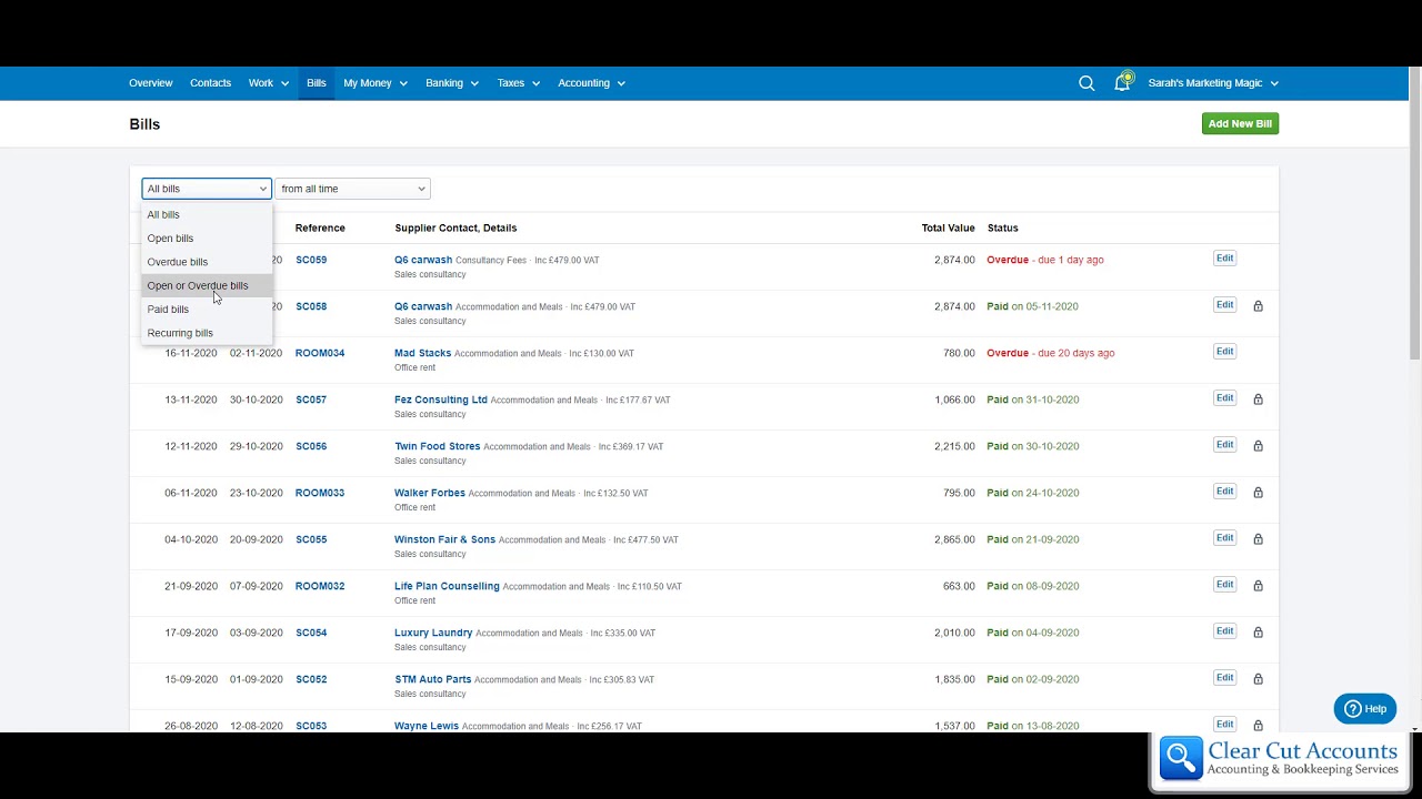 FreeAgent: How to Raise and Match Payment on a Bill (Old Version - see new Video)